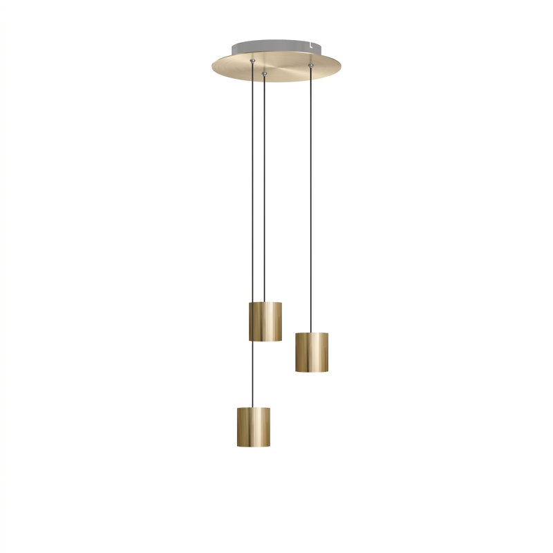 Luminaire suspendu cylindrique à 3 lumières DEL Andromedae, Laiton