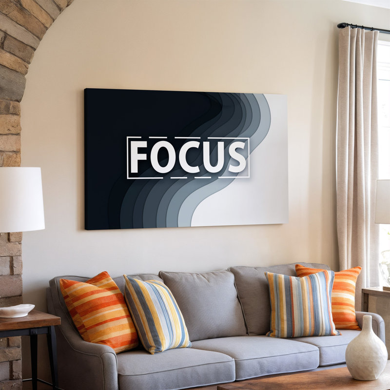 "Toile", créant une conception abstraite visuellement saisissante mettant en vedette le mot "FOCUS", art mural sur toile