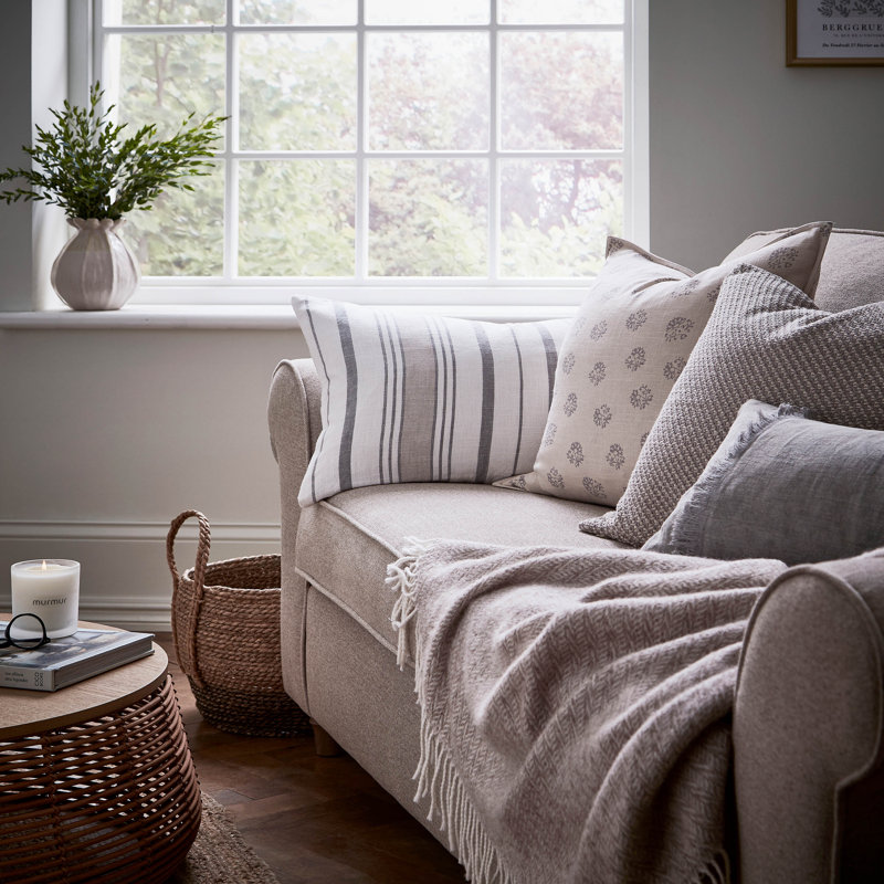 Finn Striped Rectangular Boudoir / Breakfast Cushion, Grey