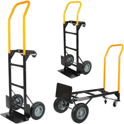 2-in-1 Convertible Hand Truck & Platform Cart, 330 lb Capacity, Yellow