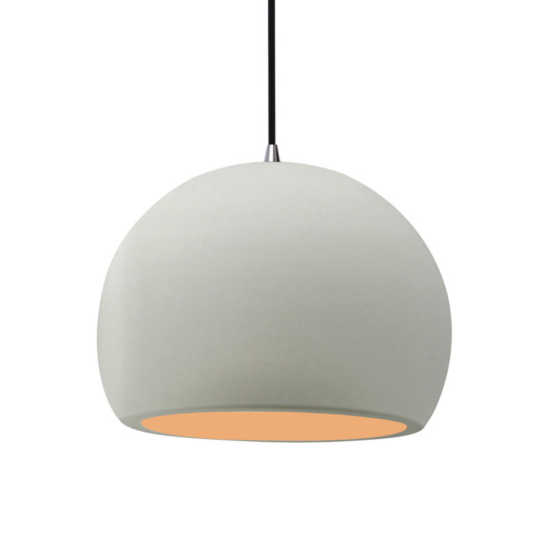 Luminaire suspendu à 1 lumière Aschwin, H 9,25 po x l 12,25 po x P 12,25 po, Blanc mat / or champagne, Nickel brossé