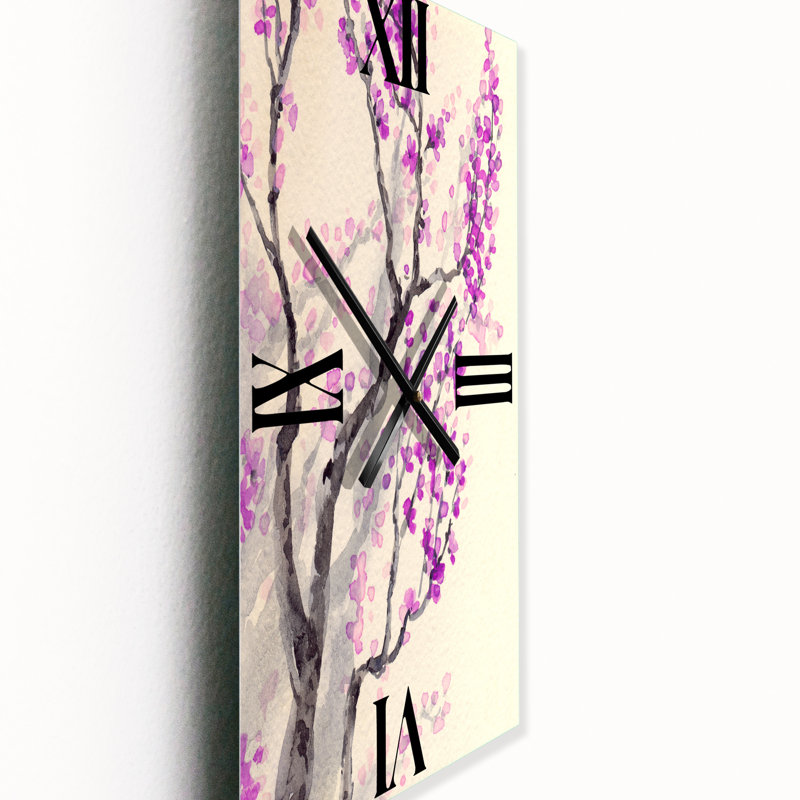 Horloge murale fleurs de printemps sur des branches d'arbres, Grand