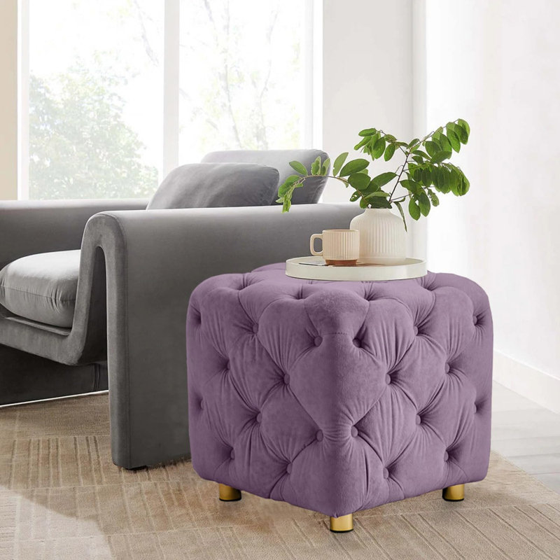 Repose-pieds rembourré en velours, Mauve