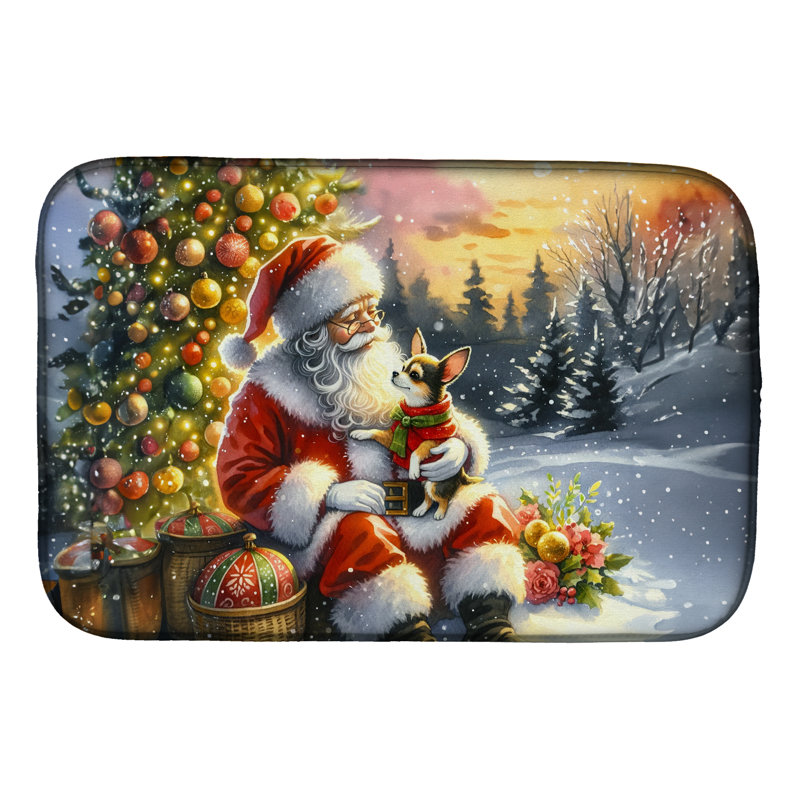Tapis de séchage Chihuahua and Santa Claus