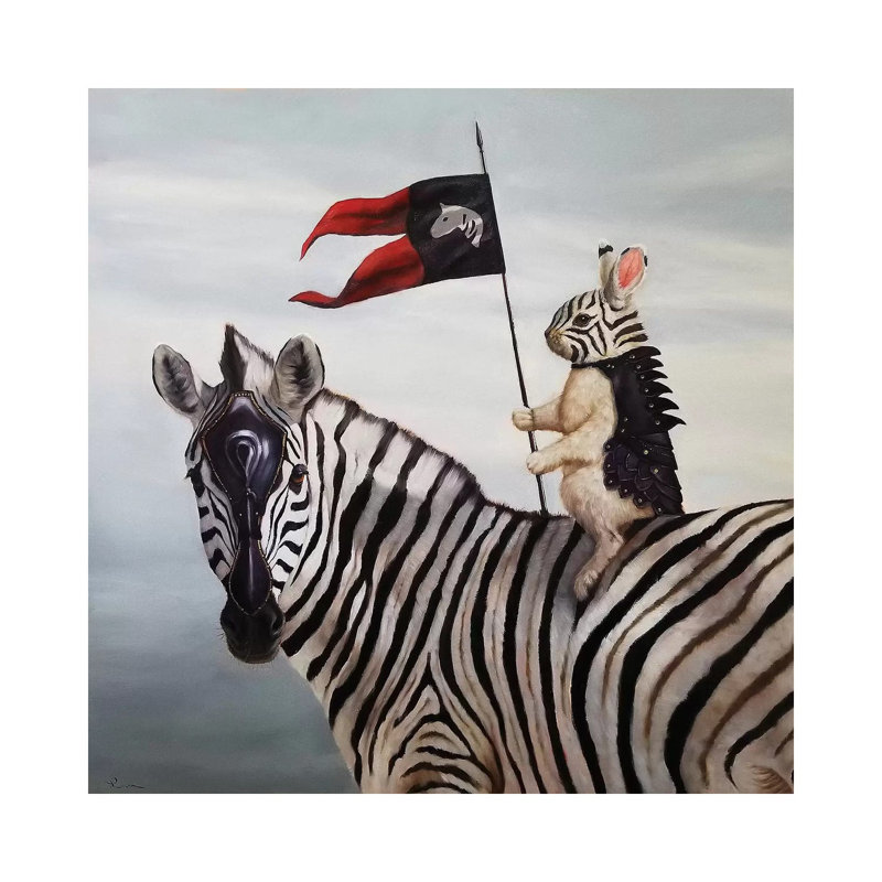 " Striped Warrior " by Lucia Heffernan Painting Print, 12" H x 12" W x 0.75" D