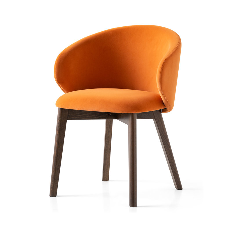 Tuka Upholstered Armchair with Wooden Frame, Camel Brown, Smoke