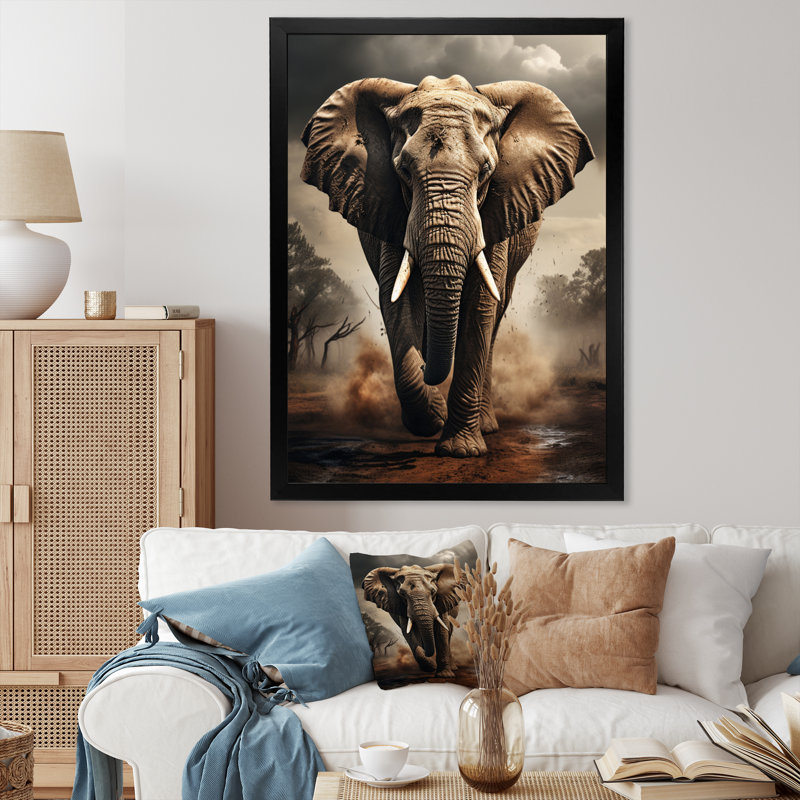 «Dawone African Elephant Race Elegance I», reproduction sur toile, H 32 po x l 24 po x P 1 po, Cadre photo noir