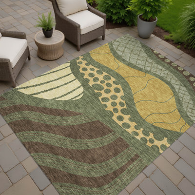 Machine Washable Indoor/Outdoor Chantille ACN2689 Abstract Rug