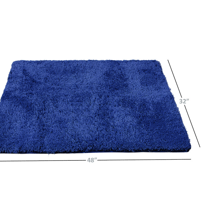 Tapis pour salle de bain rectangulaire en polyester antidérapant Ciarra, l 32 po x L 48 po, Bleu royal