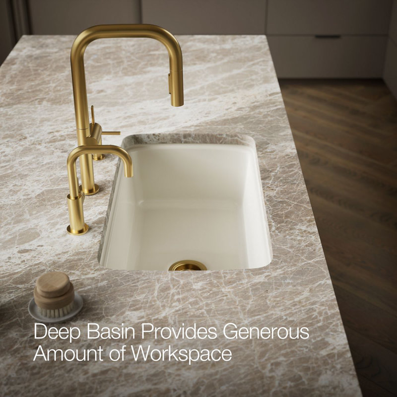 Cape Dory® 33" L x 22" W x 9-5/8" Under-Mount Single-Bowl Kitchen Sink with 5 Oversize Faucet Holes, Biscuit