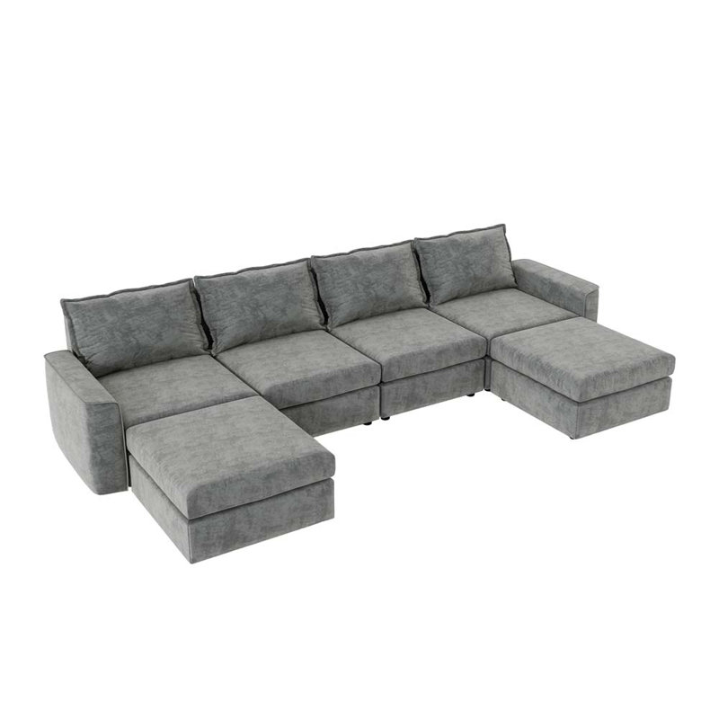 Canapé-lit à 6 places avec repose-pieds pour le salon