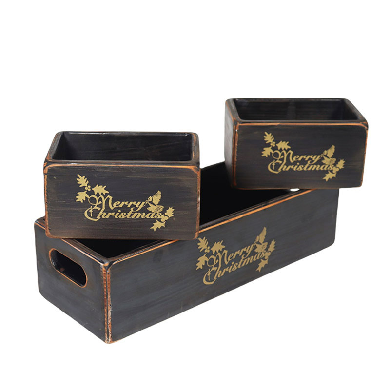Aniyja 4 Piece Handmade Wooden Decorative Box Set, Black