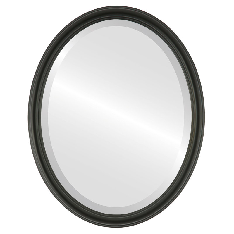 Reith Wood Flat Wall Mirror, 21" H x 17" W, Matte Black