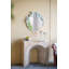 Console arquée 32,3 x 14,2 x 29,9 po moderne avec faux fini travertin beige