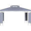 Auvent pour pavillon de jardin 10 po x 13 pi avec double toit, structure en acier, gris
