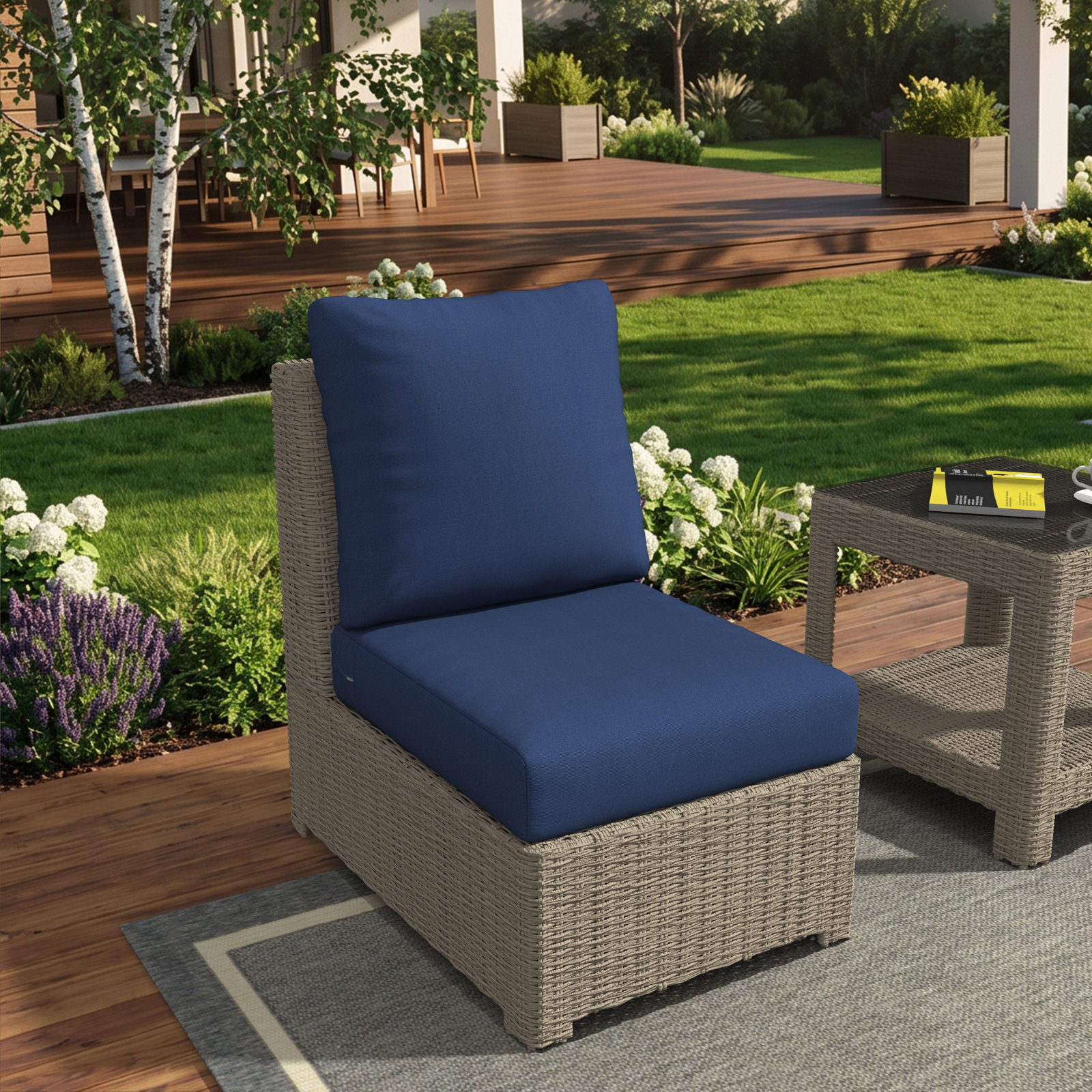 Amala Deep Seating Outdoor Sunbrella® Seat/Back Cushion, Canvas Navy Sunbrella® Canvas