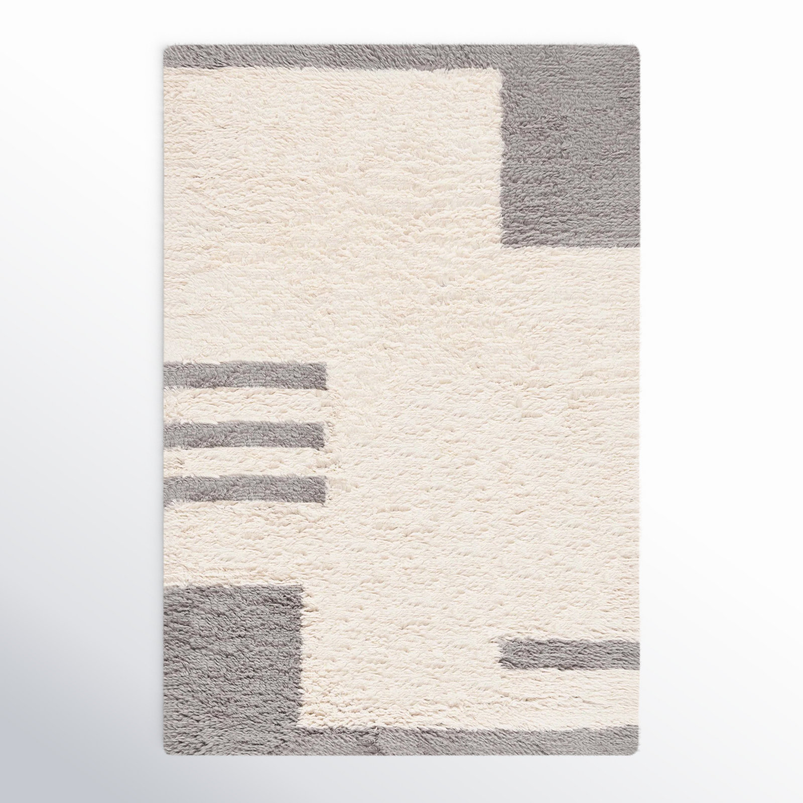 Beamer Gray Ivory Hand-Woven Flatweave Rug, Rectangle 6' x 9'