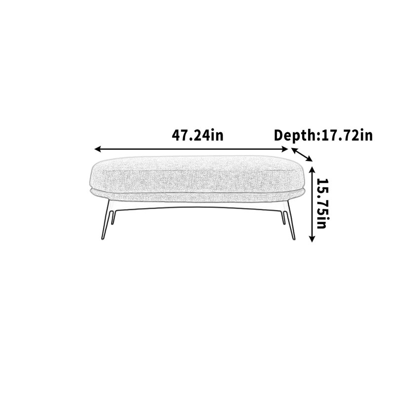 Tabouret de repos en tissu, H 15,75 po x l 47,24 po x P 17,72 po