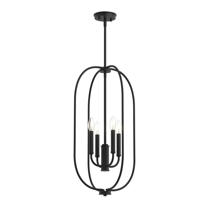 Reines Four-Light Matte Black Foyer Pendant, Matte Black