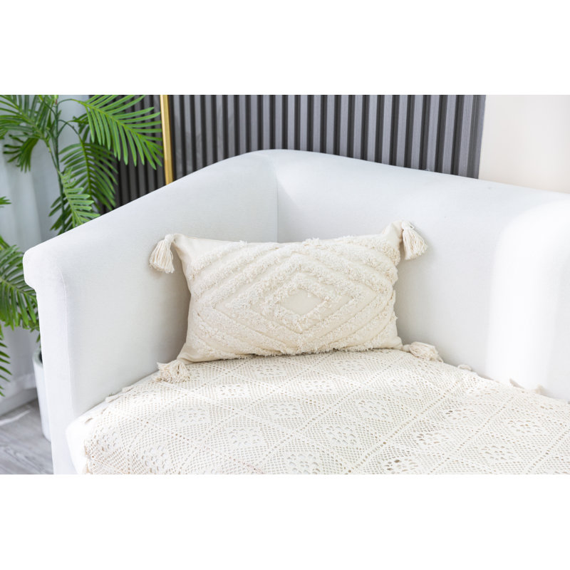 Housse de coussin Novel, Blanc cassé, Rectangulaire