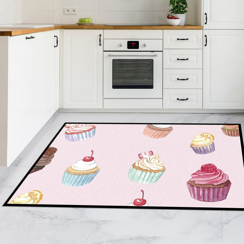 Tapis rose / crème / bleu en jute tissé à la machine Mcdonagh, Rectangle 4 pi 4 po x 6 pi 3 po