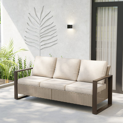 Creal 75.2" Wide Outdoor Reversible Patio Sofa with Cushions by Highland Dunes