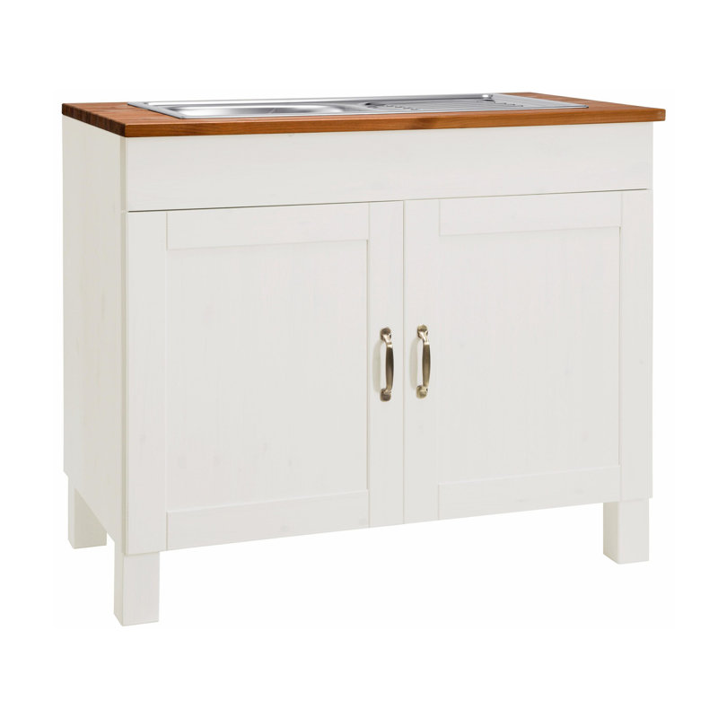 Martindale 100cm Single Bathroom Vanity Base Only, White/Honey
