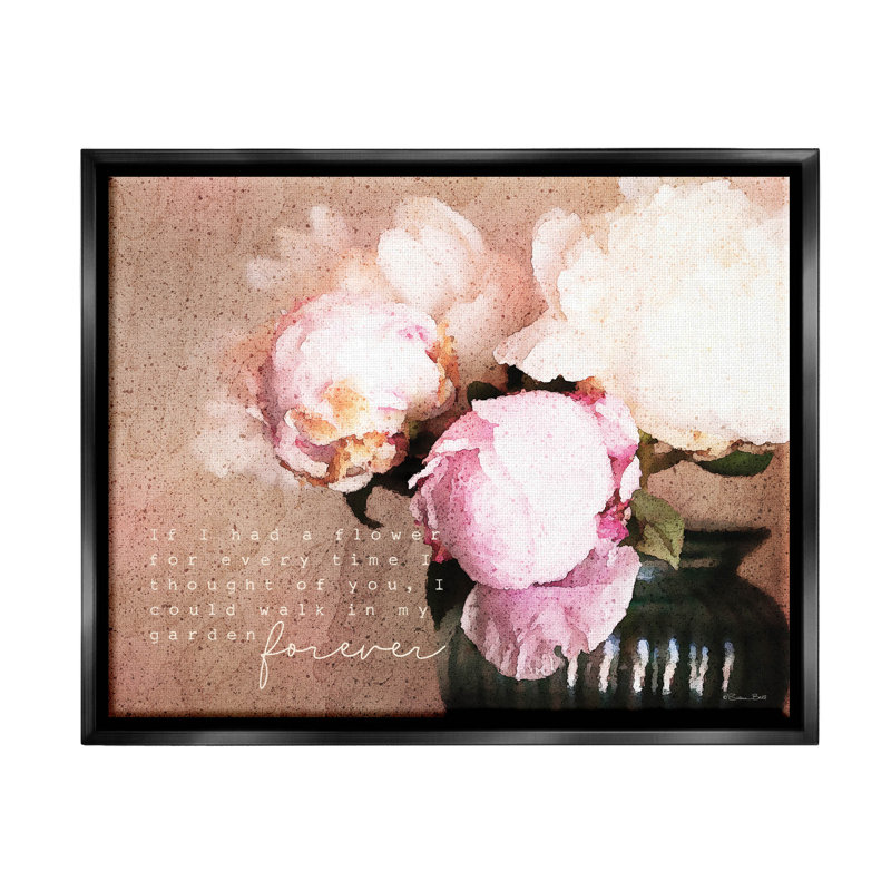 «Romantic Flower Garden Forever», art de la giclée encadrée par Susan Ball, Cadre flottant noir de jais