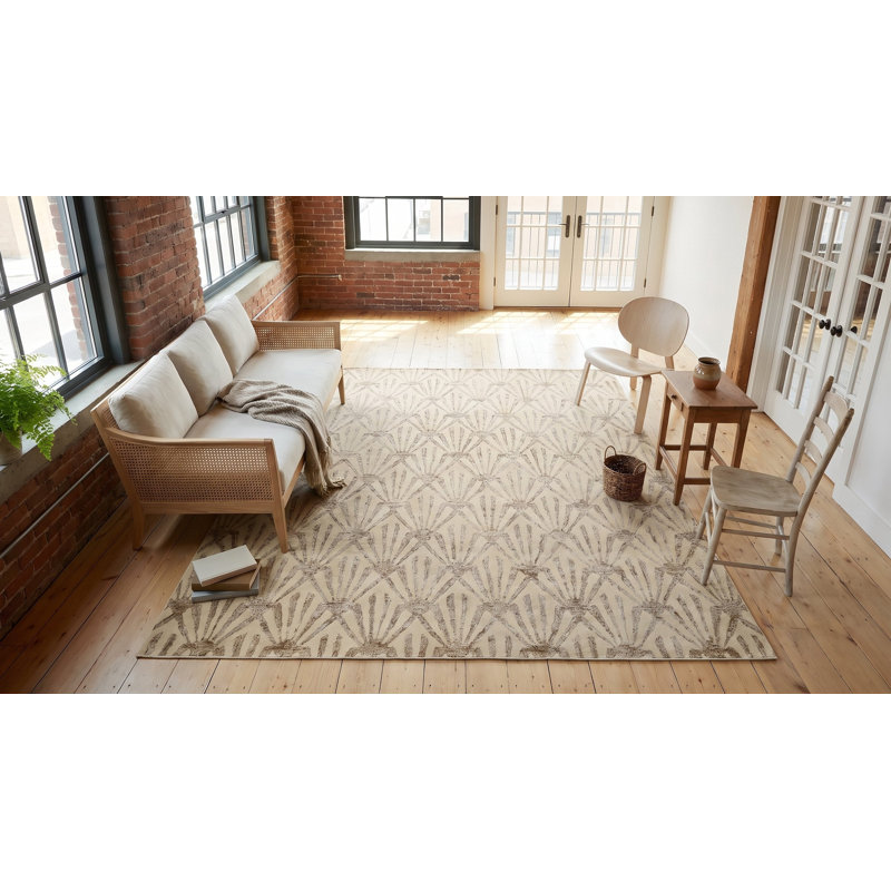 Tapis en laine et viscose ivoire touffeté à la main par Montego, Rectangle 9 pi x 12 pi