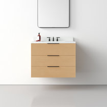 Free Shipping on 35 Modern Floating Bathroom Vanity Set With Single Sink  White and Natural｜Homary