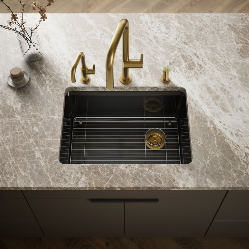 Évier de cuisine encastré à simple cuve 27 "Riverby, Noir, noir, noir, noir