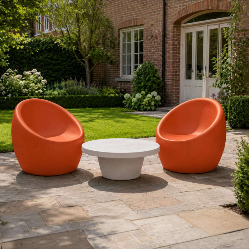 Tramontina Oca 3 Pcs. Polyethylene Lounge Set, Orange, Grey