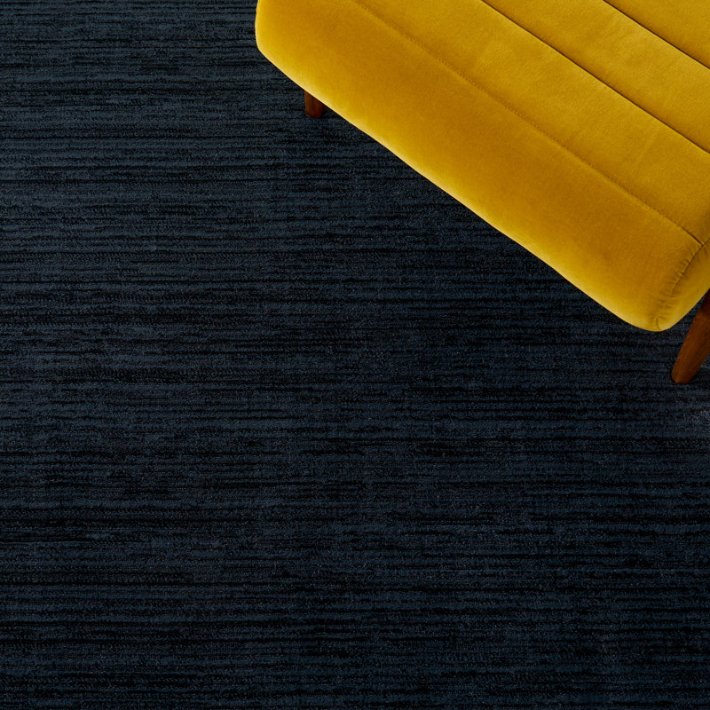 Vision Striped Area Rug In Black, Round 122 cm