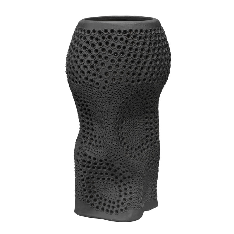 Black Perforated Porcelain Decorative Table Vase