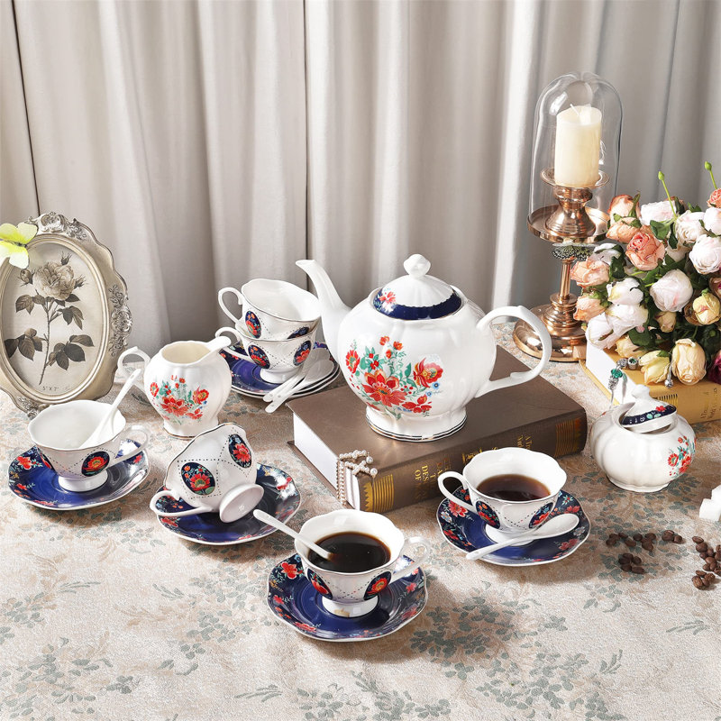 HIGEMZ 57.5oz. Floral Teapot Set