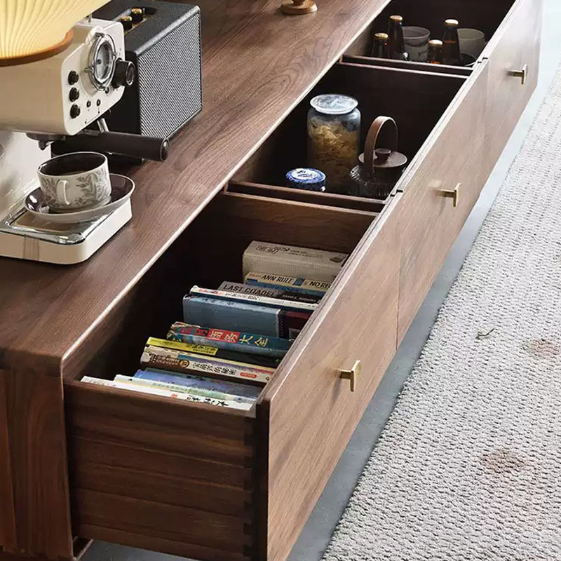 Meuble télé minimaliste en bois massif, 86.61"