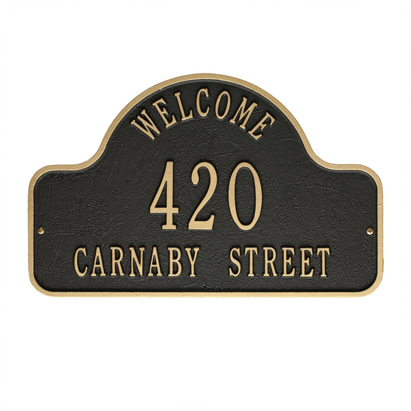 3-Line Wall Address Plaque, Black/Gold, Yes