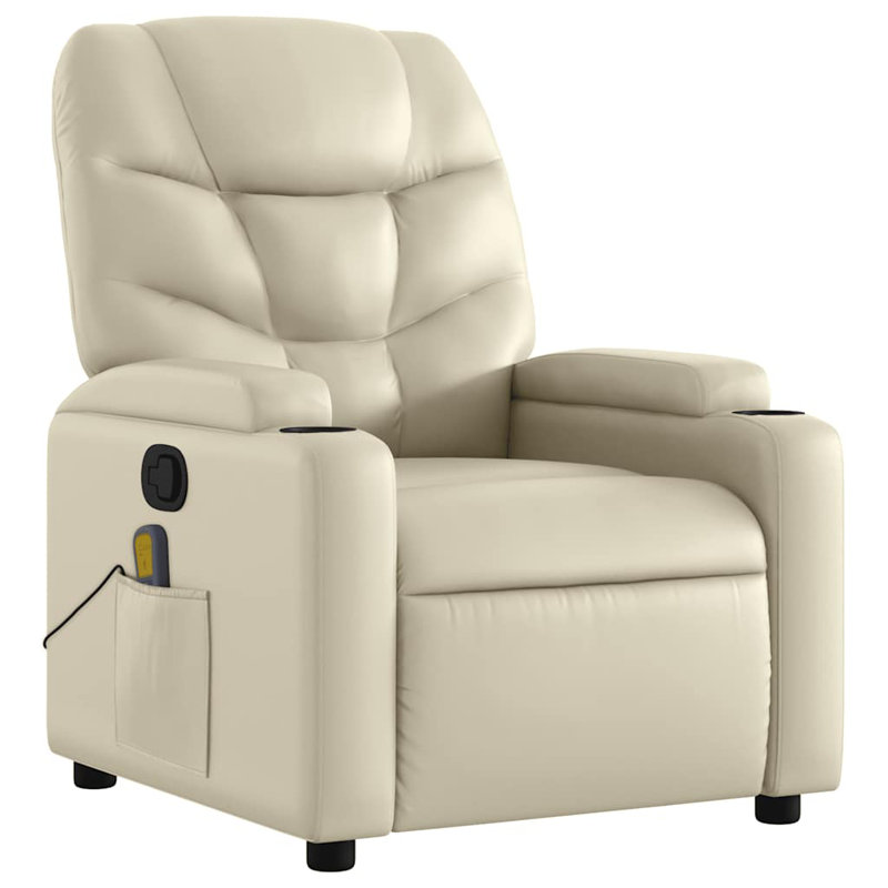  Massage Recliner Chair Cream Faux Leather, Metal, Plywood Medium