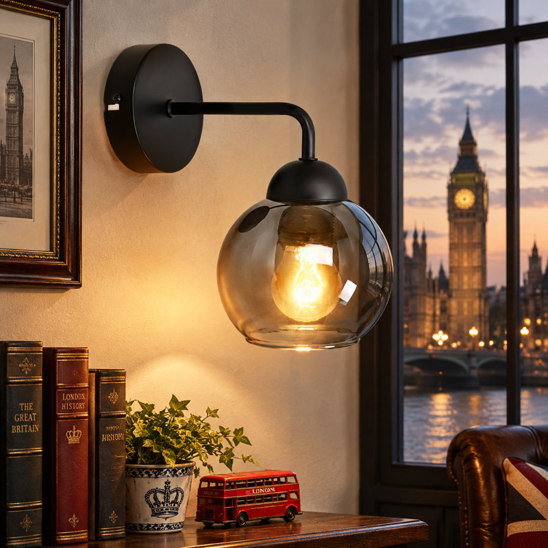 1-Light Black Armed Sconce