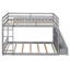Lit superposé double avec lumières DEL contrôlées par l'application, ports USB, tablettes de rangement et tiroirs - Lit pour enfant robuste, gris-1848501922
