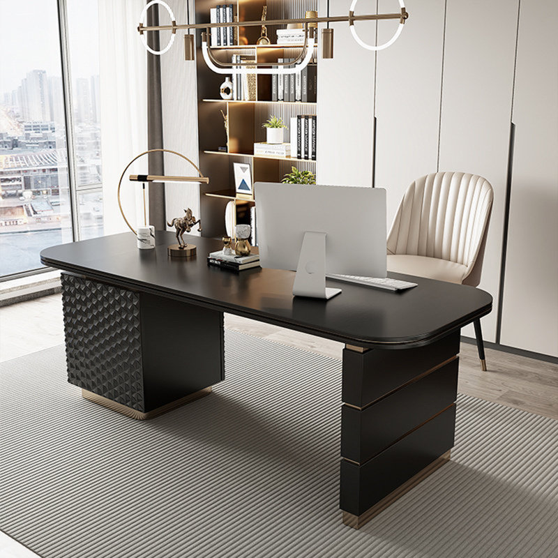 Bureau laqué noir mat luxueux 62,99 po, 30.71" H x 62.99" W x 23.62" D