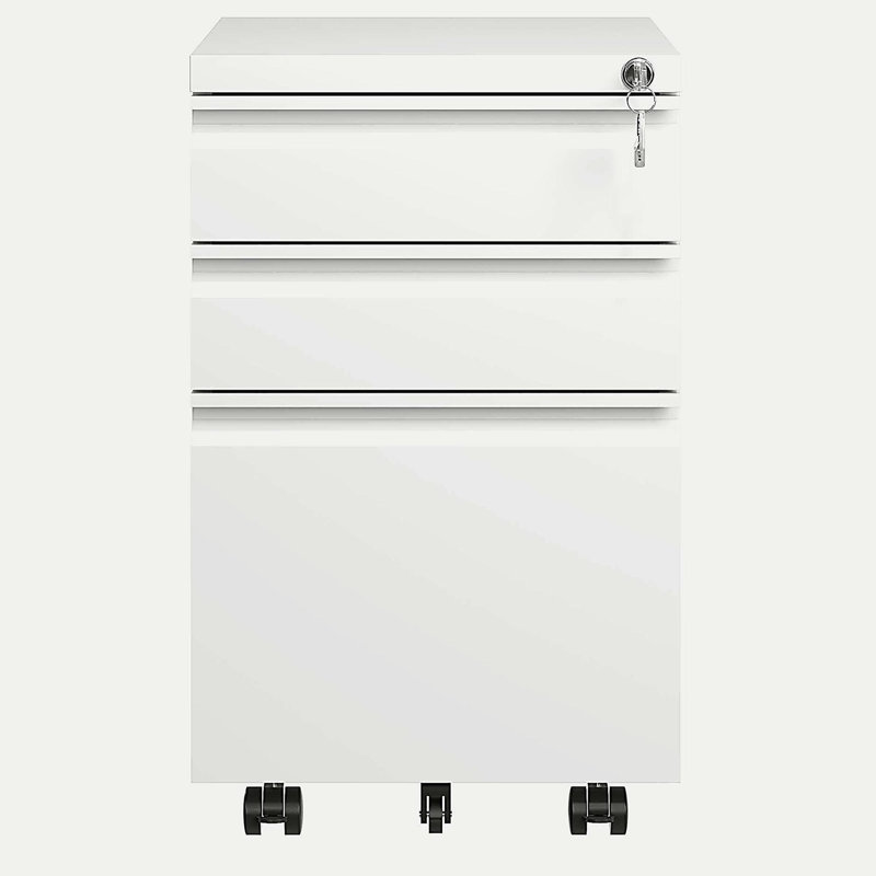 3 Drawer Mobile File Cabinet with Lock, Metal Filing Cabinets