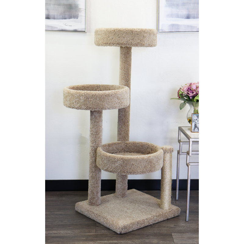 Arbre à chat en bois massif 47 po New Cat Condos, Brun clair