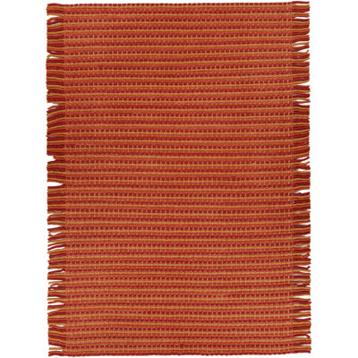 Seffner Authentic Hand-Woven Handmade Red & Orange Modern Textured Side Tassels Wool Area Rug