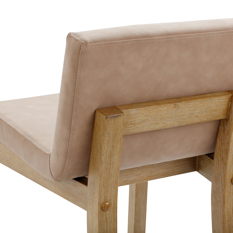Tabouret de bar à dossier exposé avec pieds en bois massif, ensemble de 4, Light Brown Polyester/Light Brown Frame, 4