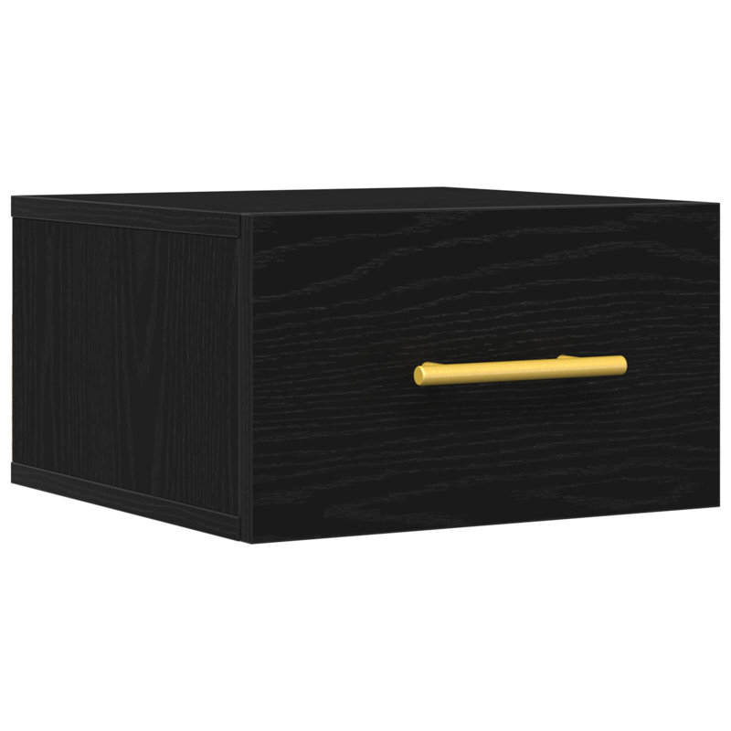 35cm W Manufactured Wood Bedside Table, Black Oak