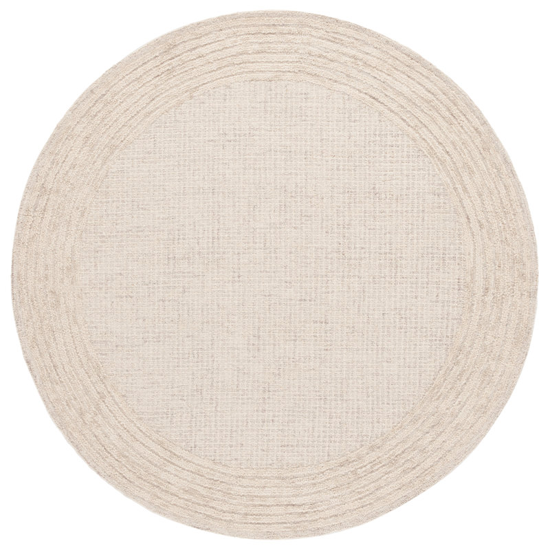 Keldyn Ebony Hand Tufted Wool And Cotton Bordered Rug, Round 6'