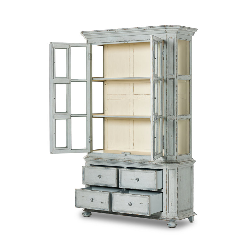 Loami China Cabinet, Distressed Gray Blue Veneer