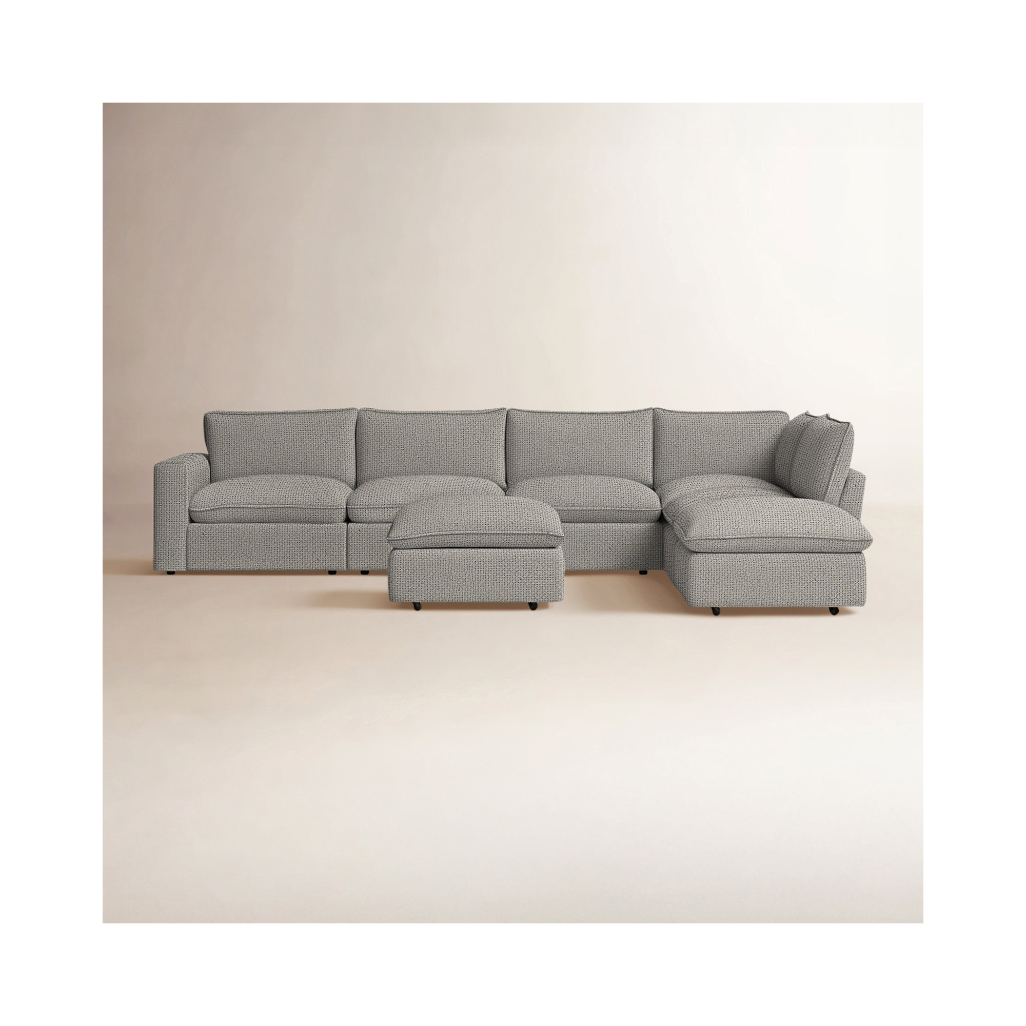 Zisa Modular Upholstered L-Sectional, Ida Light Gray