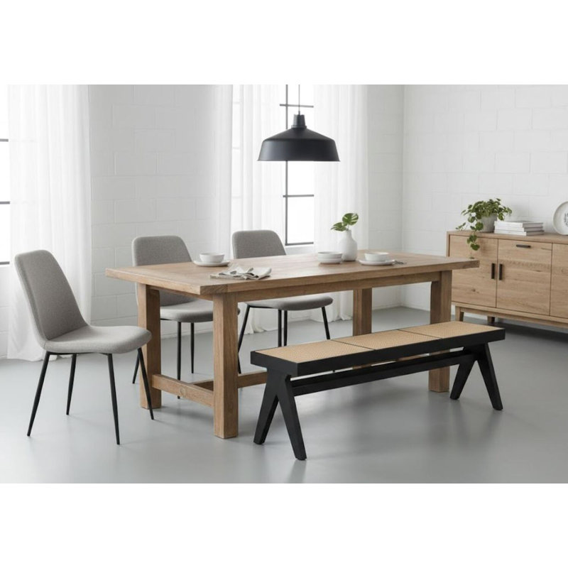 Banc en bois massif Glencairn, Noir